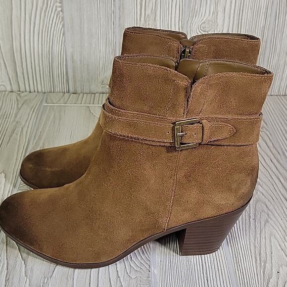 Sam Edelman Lynn Block Heel Side Zip Brown Suede Ankle Boots Womens Size 9.5 NEW - Picture 4 of 12